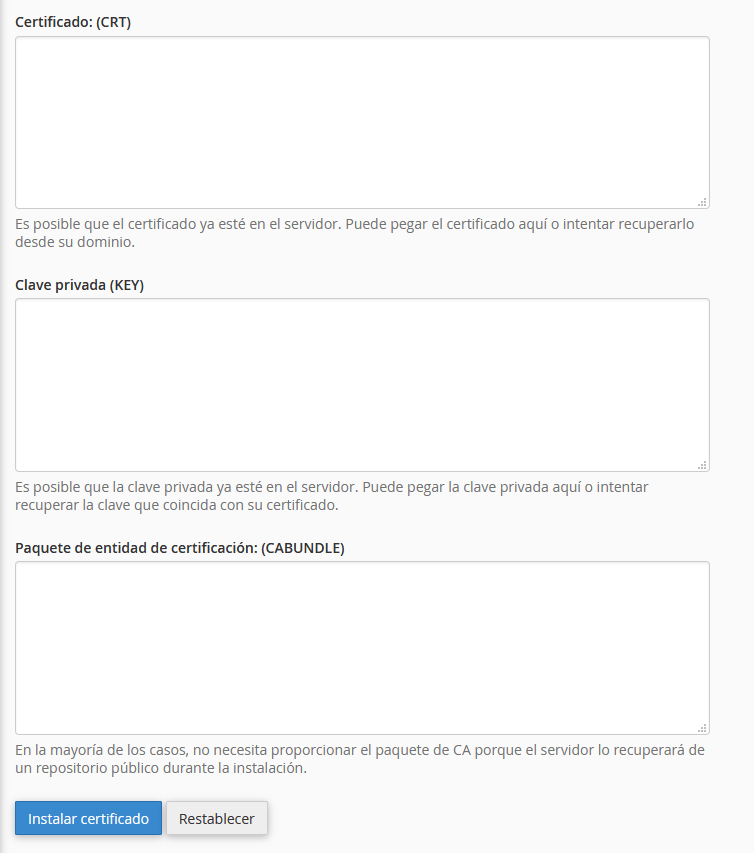 Instalar SSL en cPanel