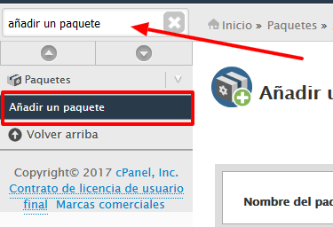 Crear un paquete en WHM