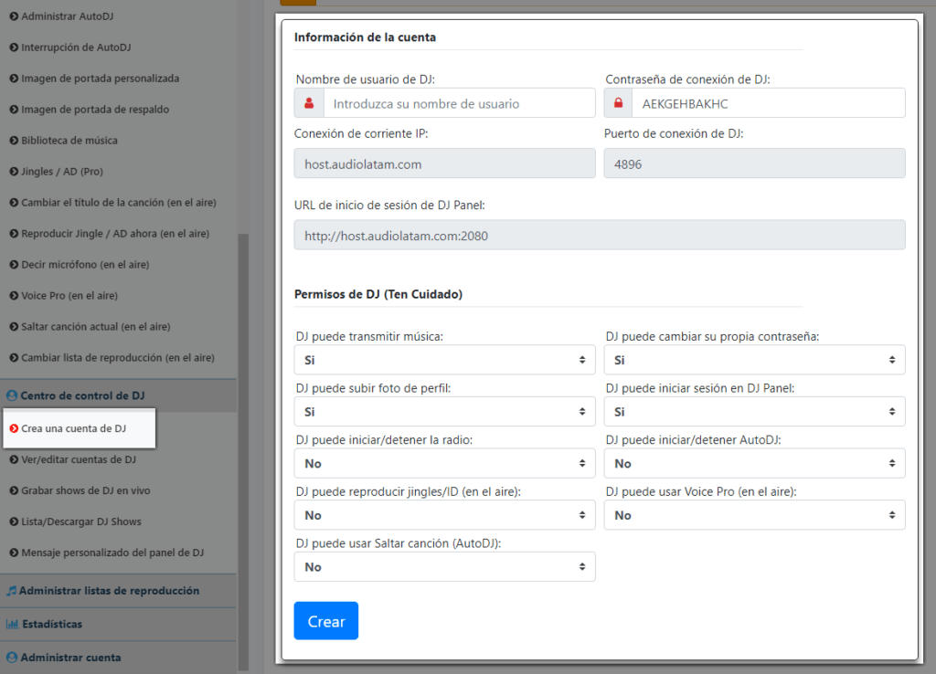 Crear un DJ en SonicPanel