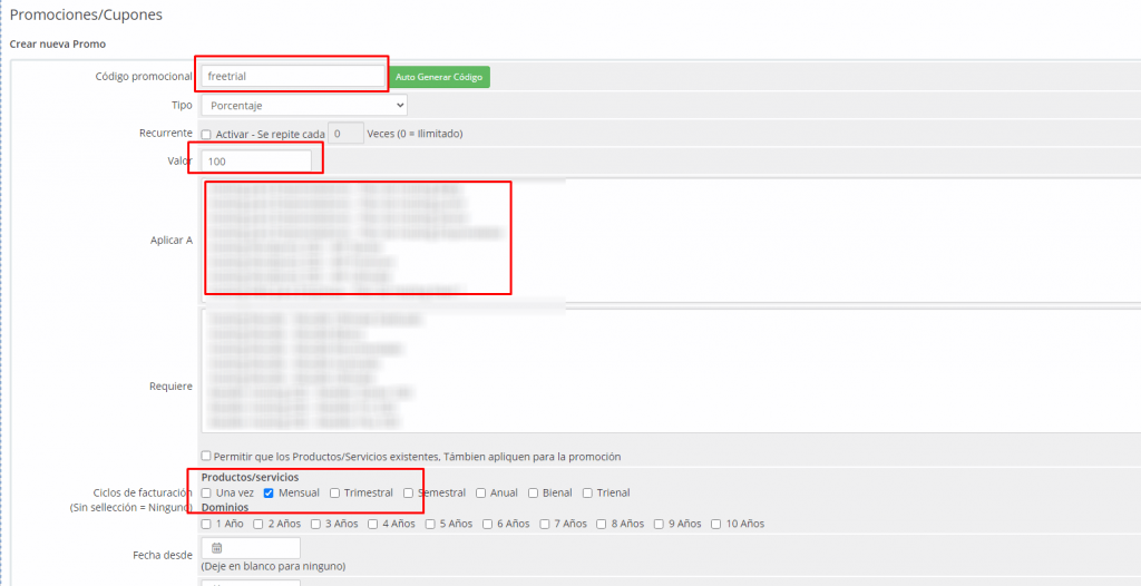 Free trial en WHMCS