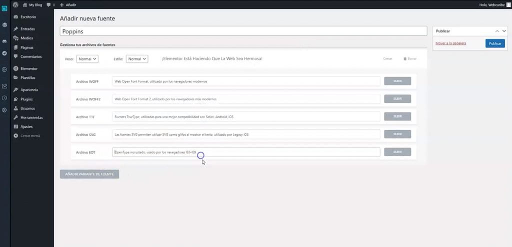 cómo añadir fuentes personalizadas a wordpress con elementor22